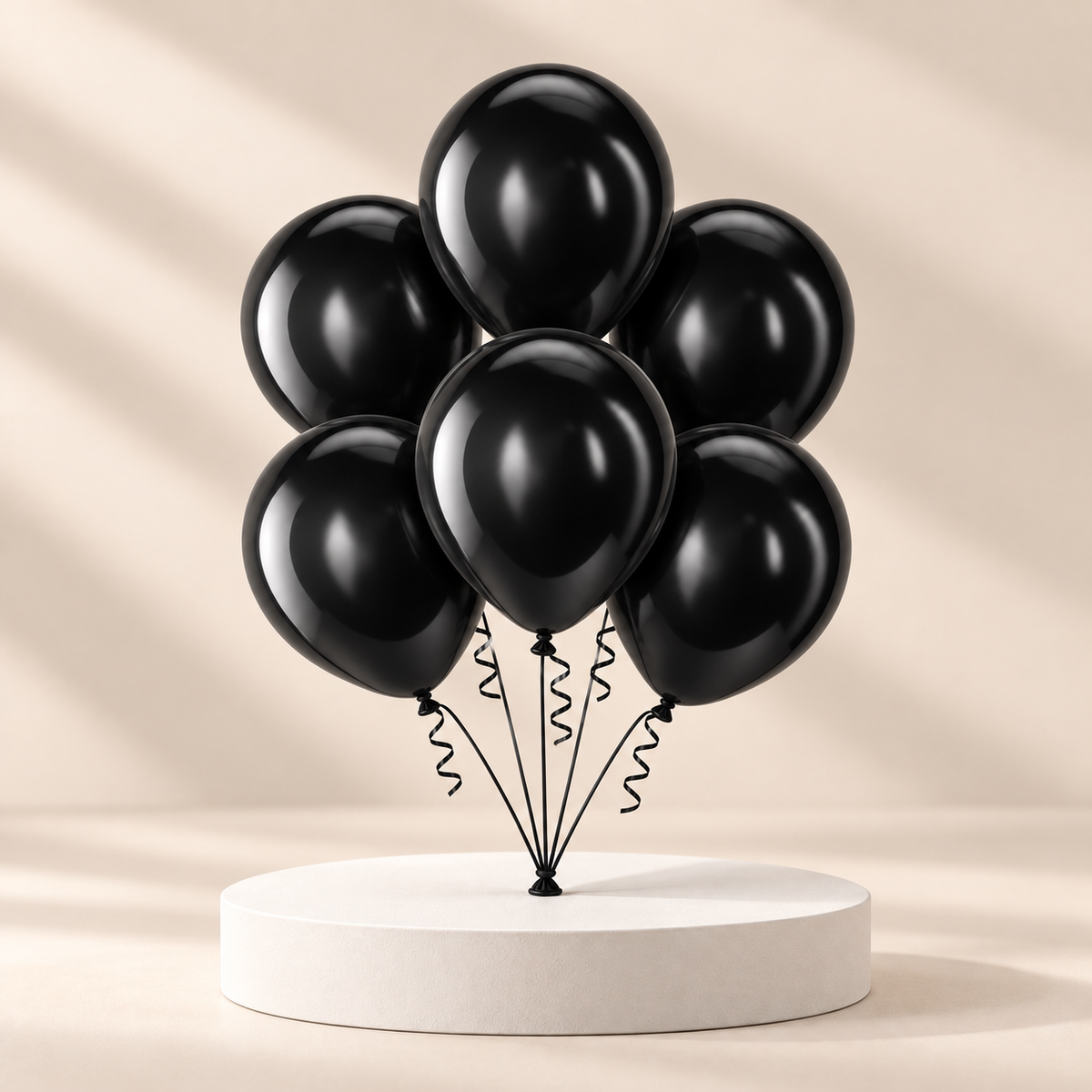 6 Black Helium Balloons