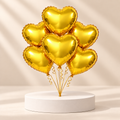 6 Gold Heart Helium Balloons