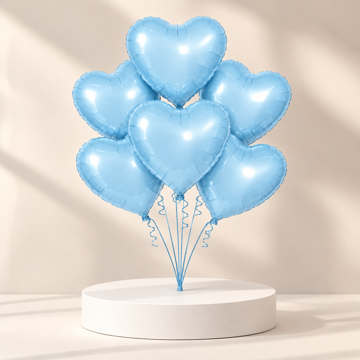 6 Light Blue Helium Balloons
