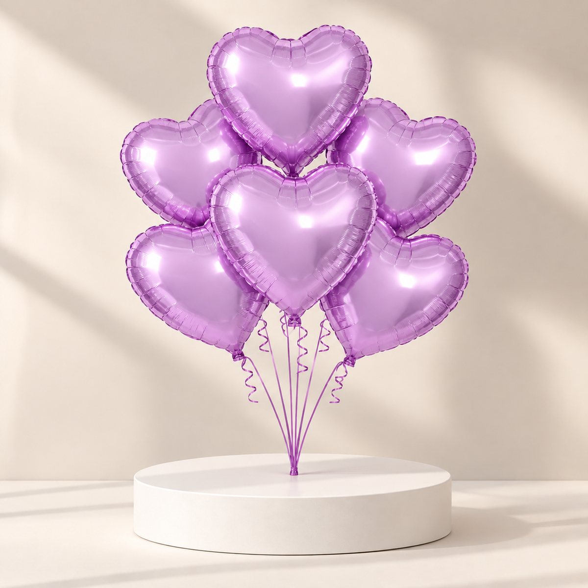 6 Purple Heart Helium Balloons