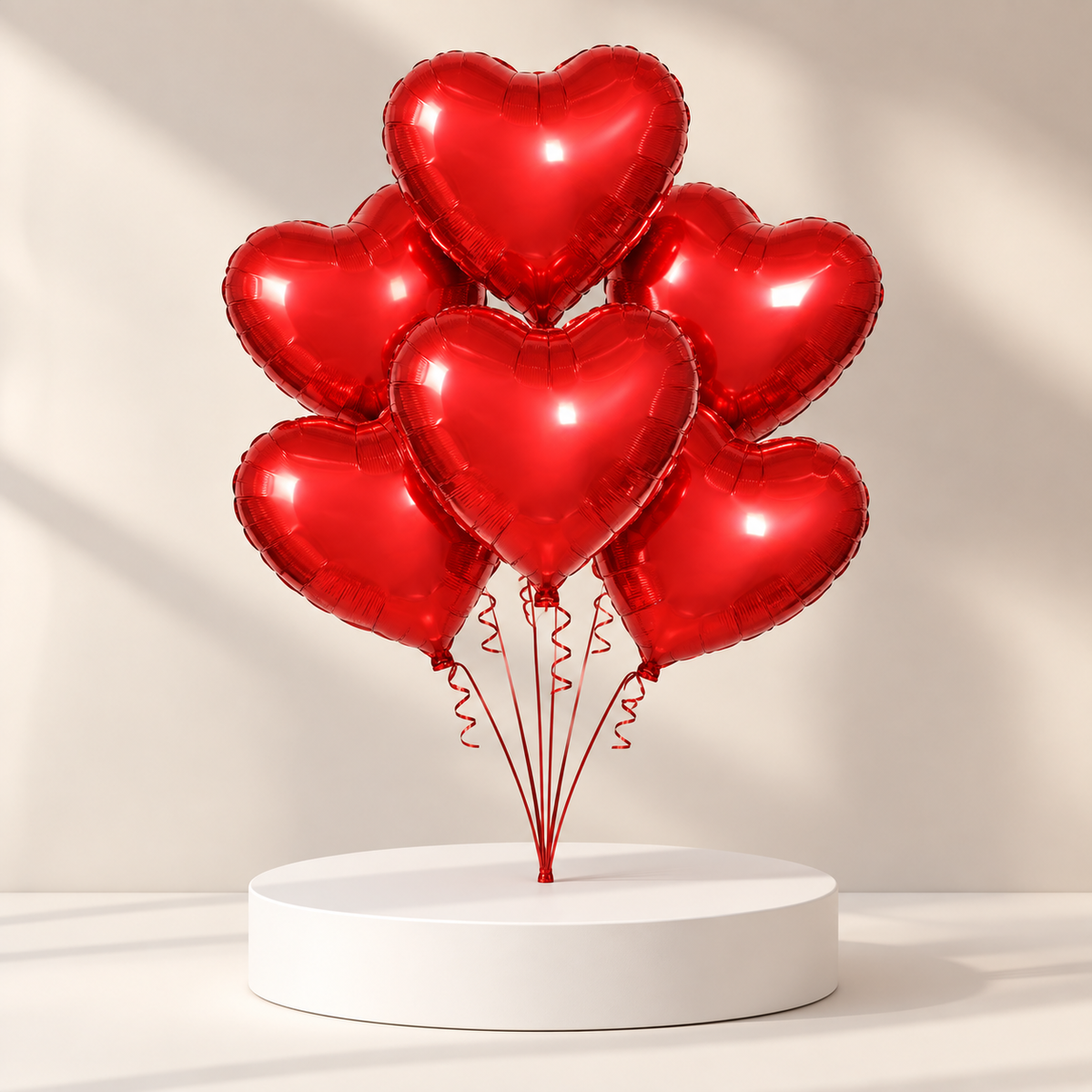 6 Red Helium Balloons