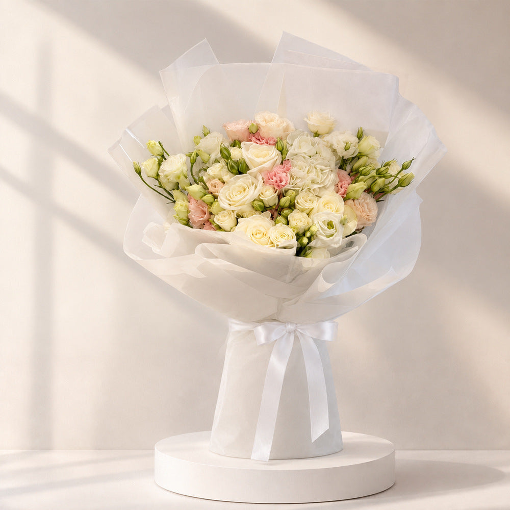 Blushing Pearl Rose & Hydrangea Bouquet