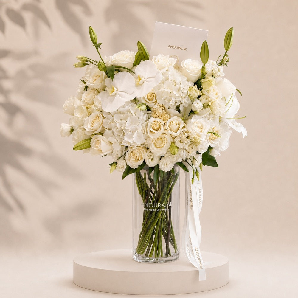 Ivory Grace Orchid & Rose Vase