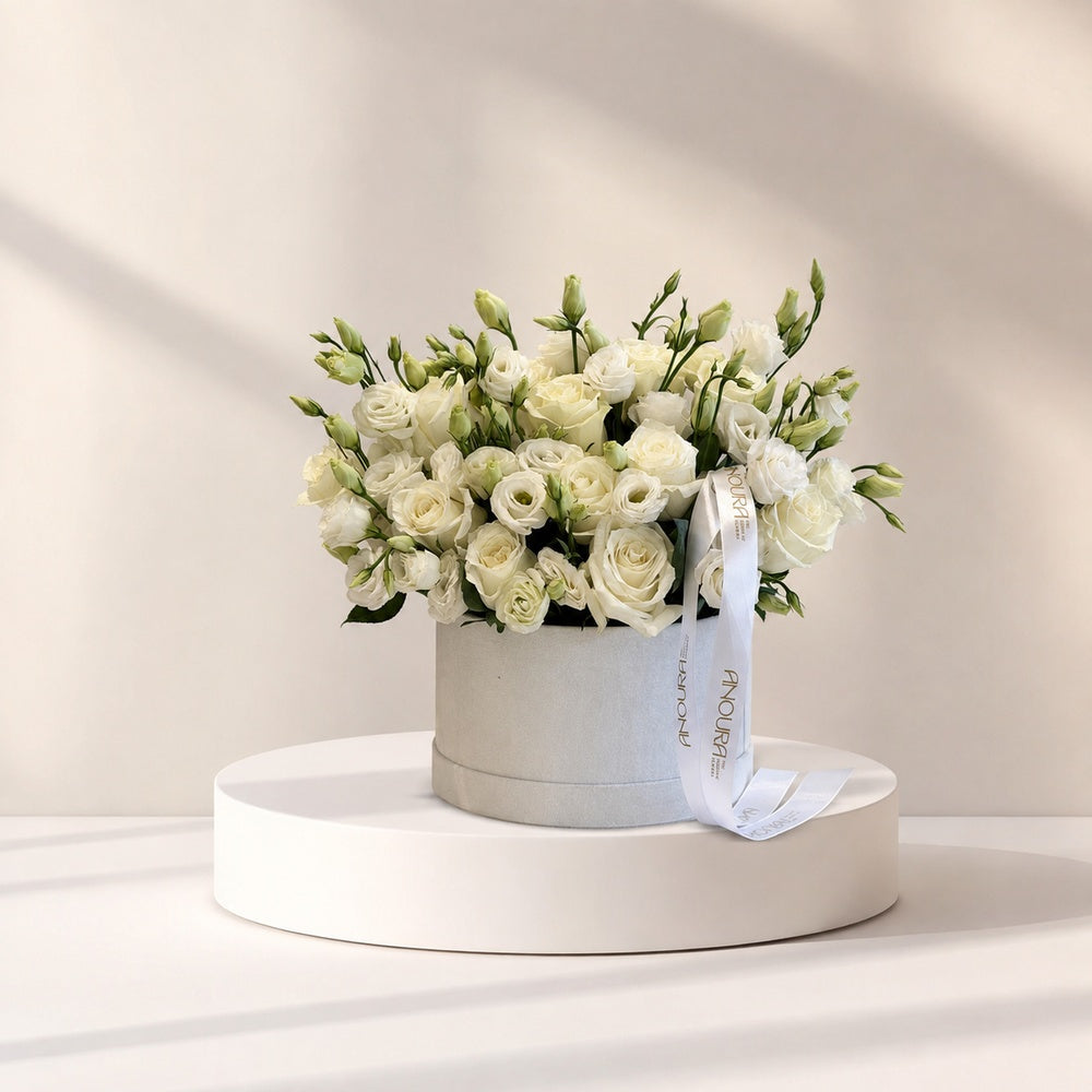 Ivory Grace Rose & Lisianthus Flower Box