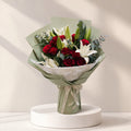 Scarlet Elegance Red Rose & White Lily Bouquet