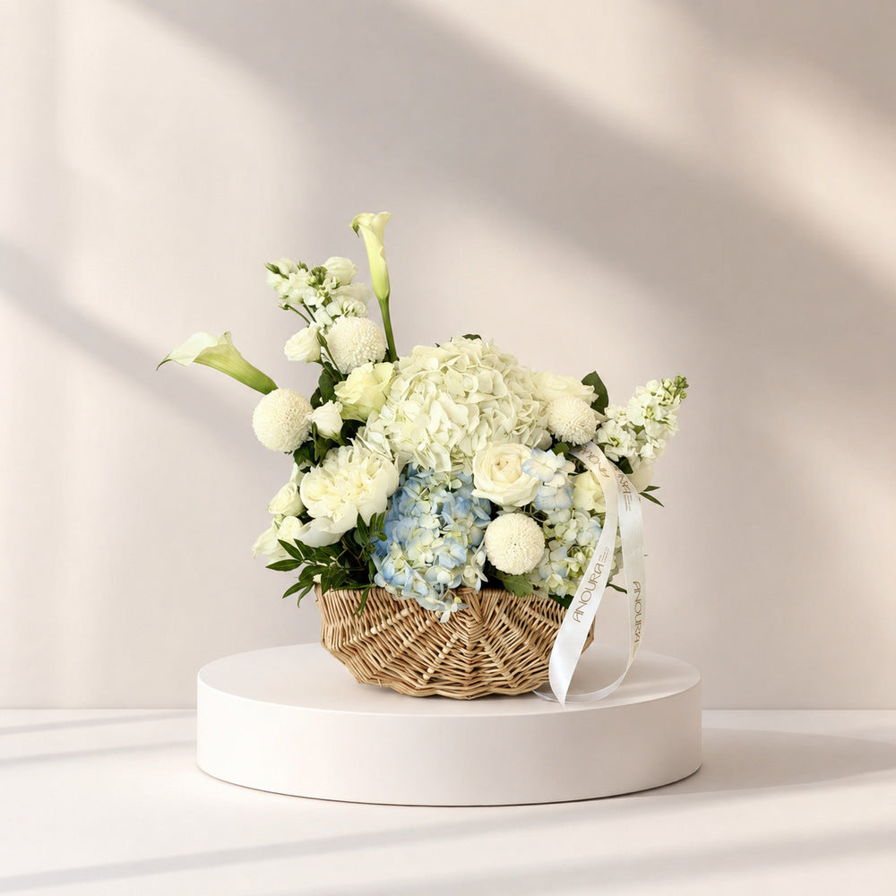 Blue Serenity Hydrangea & Calla Lily Basket
